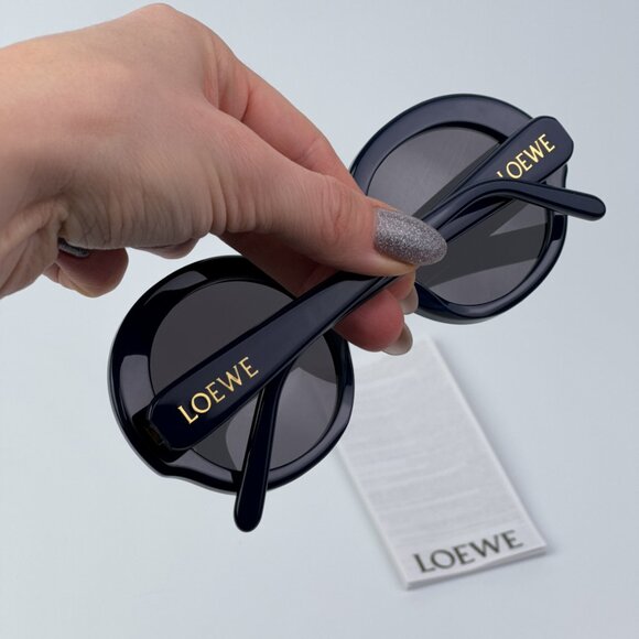 Loewe LW40135I SLIM 90A BRAND NEW Sunglasses Shiny Blue Smoke Round Women - Picture 2 of 9